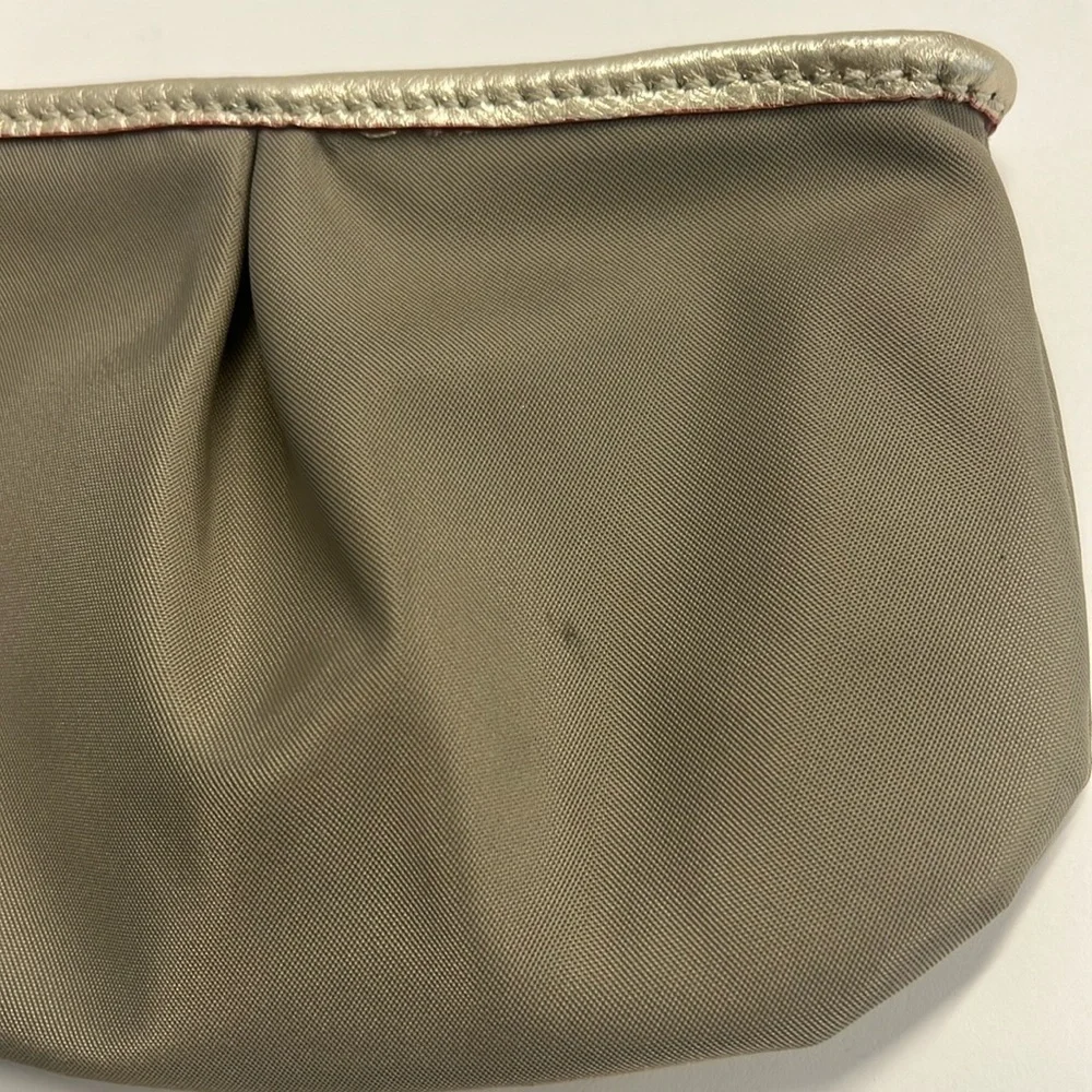 MZ Wallace Khaki Gray Zip Pouch Clutch Bag